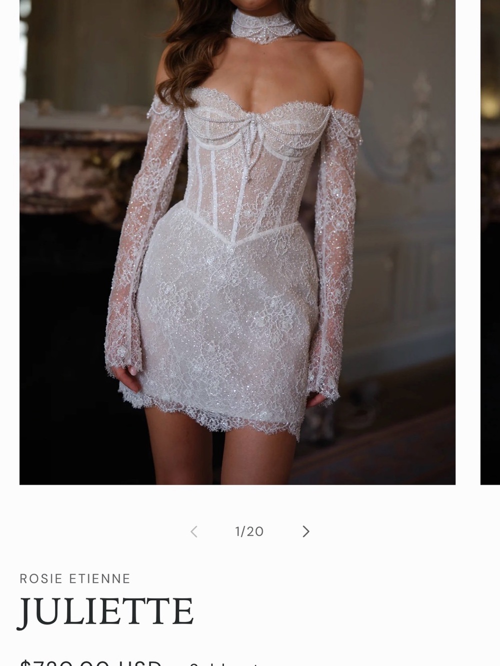Rosie Etienne Juliette Lace Off-Shoulder Mini Dress in Ivory US 0/UK 4